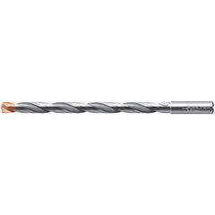 ‎1/2″ Dia. × 0.551″ Shank × 7-11/64″ Flute Length × 9-1/16″ OAL, 140°, 2xD Flute, Coolant Thru, DIN 6535 HA, Round Solid Carbide Drill - Exact Industrial Supply