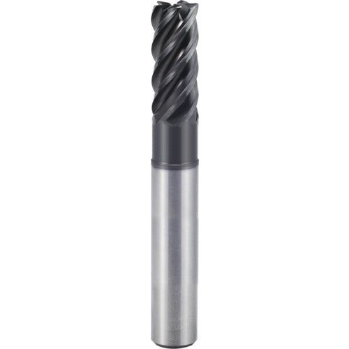 1/4″ × 1/4″ × 3/8″ × 4″ 5 Flute 0.0300″ C/R Carbide End Mill-Plain Shank - Y-Coating - Exact Industrial Supply