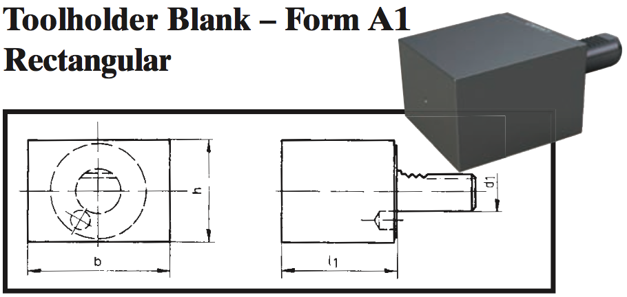 VDI Toolholder Blank - Form A1 Rectangular - Part #: CNC86 B80.200.220.160 - Eagle Tool & Supply