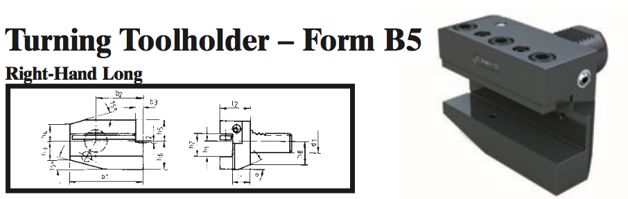 VDI Turning Toolholder - Form B5 (Right-Hand Long) - Part #: CNC86 25.1612 - Eagle Tool & Supply