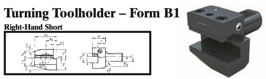 VDI Turning Toolholder - Form B1 (Right-Hand Short) - Part #: CNC86 21.2016 - Eagle Tool & Supply