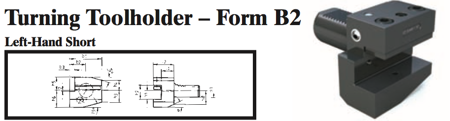 VDI Turning Toolholder - Form B2 (Left-Hand Short) - Part #: CNC86 22.2516.1 - Eagle Tool & Supply