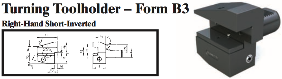 VDI Turning Toolholder - Form B3 (Right-Hand Short-Inverted) - Part #: CNC86 23.3020.1 - Eagle Tool & Supply