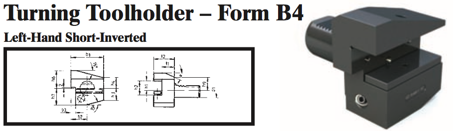 VDI Turning Toolholder - Form B4 (Left-Hand Short-Inverted) - Part #: CNC86 24.2516.1 - Eagle Tool & Supply