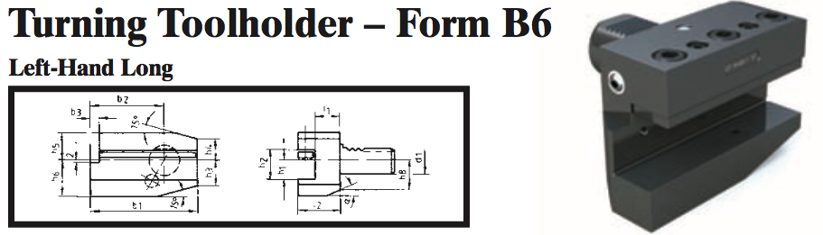 VDI Turning Toolholder - Form B6 (Left-Hand Long) - Part #: CNC86 26.6032 - Eagle Tool & Supply