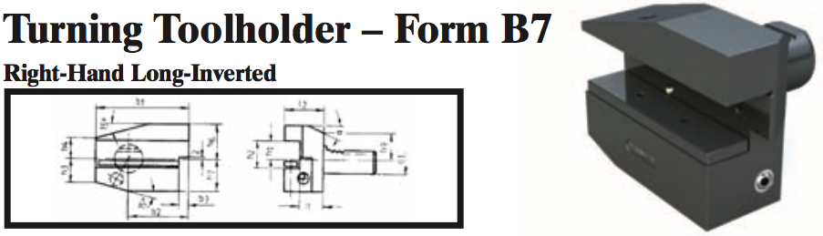 VDI Turning Toolholder - Form B7 (Right-Hand Long-Inverted) - Part #: CNC86 27.3020.1 - Eagle Tool & Supply