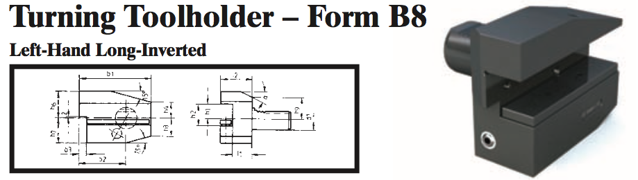 VDI Turning Toolholder - Form B8 (Left-Hand Long-Inverted) - Part #: CNC86 28.8040 - Eagle Tool & Supply