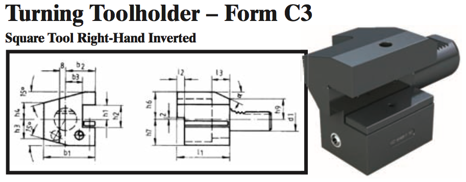 VDI Turning Toolholder - Form C3 (Square Tool Right-Hand Inverted) - Part #: CNC86 33.3020 - Eagle Tool & Supply