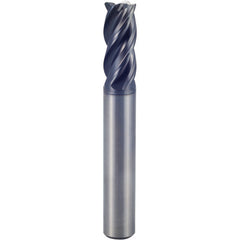 3/4″ × 3/4″ × 3/4″ × 3″ 4 Flute 0.2500″ C/R Carbide End Mill-Plain Shank - Y-Coating - Exact Industrial Supply