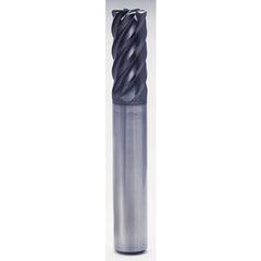 3/4″ × 3/4″ × 2 3/4″ × 5″ 6 Flute 0.0600'' C/R Carbide End Mill-Plain Shank - Y-Coating - Exact Industrial Supply