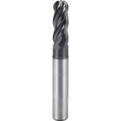 3/8″ × 3/8″ × 1/2″ × 6″ 4 Flute Square End Carbide End Mill-Plain Shank - Y-Coating - Exact Industrial Supply