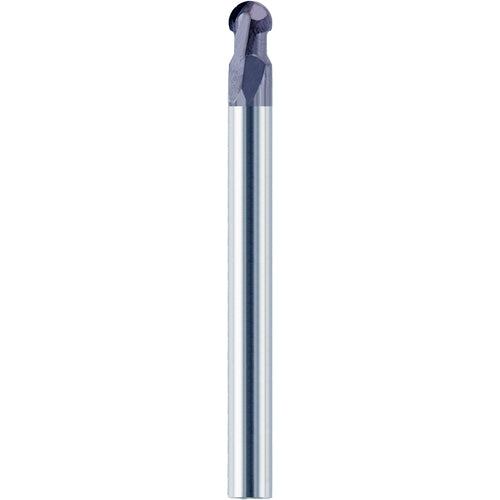 ‎3/32″ Dia. × 1/8″ Shank × 0.26″ DOC × 1-1/2 OAL, Carbide nACo, 2 Flute, Ballnose End Mill - Exact Industrial Supply