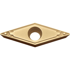 VBMT 331 HQ CA515, 1/64″ Corner Radius, 3/16″ Thick, 3/8″ Inscribed Circle, TiCnulll2O3/TiN, Diamond, Turning Indexable Insert - Exact Industrial Supply
