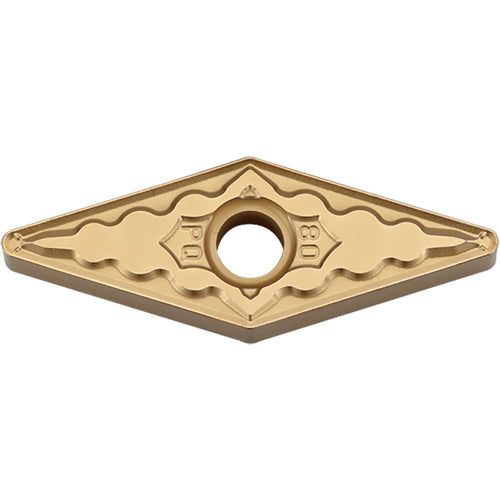VNMG 333 PQ CCX, 3/64″ Corner Radius, 3/16″ Thick, 3/8″ Inscribed Circle,  TiCl2O3/Tin, 35 Degree Diamond, Turning Indexable Insert