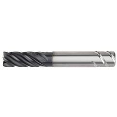 1x1x1-1/4x3-1/4x6 .060R 5FL Carbide End Mill-Round Shank-AlTiN - Eagle Tool & Supply