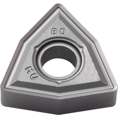WNMG 432 MU PR015S, 1/32″ Corner Radius, 3/16″ Thick, 1/2″ Inscribed Circle, MEGACOAT HARD, Trigon, Turning Indexable Insert - Exact Industrial Supply