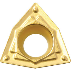 WPMT 321 HQ CA510, 1/64″ Corner Radius, 1/8″ Thick, 3/8″ Inscribed Circle, TiCnulll2O3/TiN, Trigon, Turning Indexable Insert - Exact Industrial Supply
