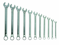 Snap-On/Williams Fractional Combination Wrench Set -- 11 Pieces; 12PT Satin Chrome; Includes Sizes: 3/8; 7/16; 1/2; 9/16; 5/8; 11/16; 3/4; 13/16; 7/8; 15/16; 1" - Eagle Tool & Supply