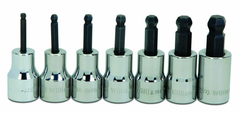 7 Piece - 1/8; 5/32; 3/16; 7/32; 1/4; 5/16; & 3/8" - 3/8" Drive - Ball Hex Socket Set - Eagle Tool & Supply