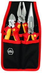3 Piece - Insulated Belt Pack Pouch Set with 6.3" Diagonal Cutters; 8" Long Nose Pliers; 8" Combination Pliers in Belt Pack Pouch - Eagle Tool & Supply