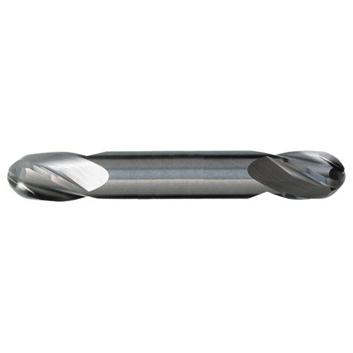 ‎7/32″ Dia. × 3/8″ Shank × 9/16″ DOC × 3-1/2″ OAL, Carbide TiAlN, Spiral , 4 Flute, CW Helix, Round, Ballnose End Mill - Exact Industrial Supply