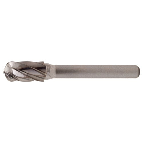 SC-3 Aluminum Cut Solid Carbide Bur-Cylindrical with Ball Nose - Exact Industrial Supply