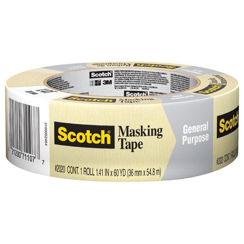 ‎Scotch Contractor Grade Masking Tape 2020-36AP 1.41″ × 60.1 yd (36mm × 55m) - Eagle Tool & Supply