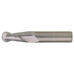 ‎3/8″ Dia. × 3/8″ Shank × 1-1/8″ DOC × 3″ OAL, Carbide Bright, Spiral , 2 Flute, CW Helix, Round, Ballnose End Mill