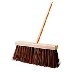 Street Broom, Hardwood Block, Palmyra Fill - Wide flared ends - Tapered handle holes - Eagle Tool & Supply