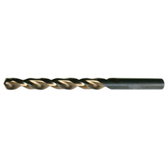 8.70mm RHS / RHC HSS 135 Degree Split Point Heavy Duty Parabolic Jobber Length Drill - Black & Gold - Exact Industrial Supply