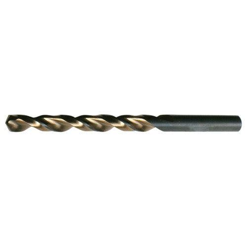 23/64 RHS / RHC HSS 135 Degree Split Point Heavy Duty Parabolic Jobber Length Drill - Black & Gold - Exact Industrial Supply