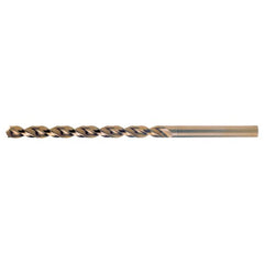 #34 RHS / RHC HSS-CO 8% (M42) 135 Degree Split Point Q-Cobalt Wide Land Parabolic Taper Length Drill - Straw / Gold Oxide - Exact Industrial Supply