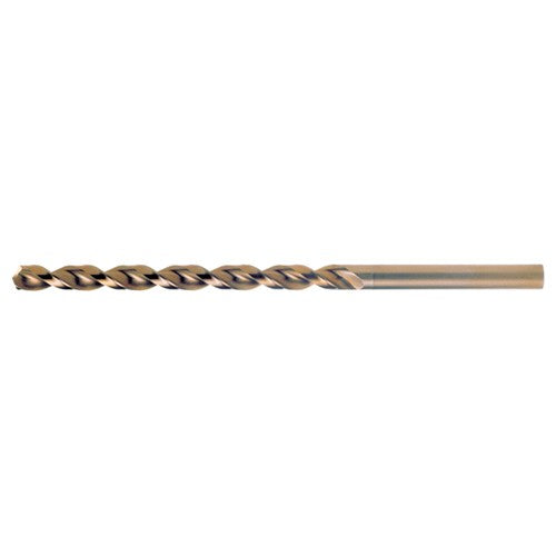#33 RHS / RHC HSS-CO 8% (M42) 135 Degree Split Point Q-Cobalt Wide Land Parabolic Taper Length Drill - Straw / Gold Oxide - Exact Industrial Supply