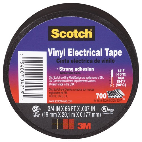 ‎24413-BA-6 Scotch(R) 700 Vinyl Electrical T(19 mm × 20,1 m × 0,18 m Alt Mfg # 21143 - Eagle Tool & Supply