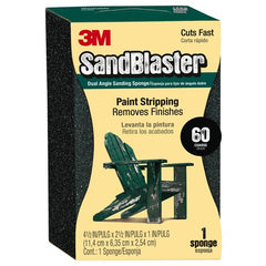 3M SandBlaster EDGE DETAILING Sanding Sponge 9558 60 grit 4 1/2″ × 2 1/2 × 1″ - Eagle Tool & Supply