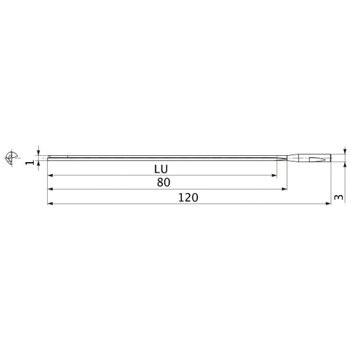 MGS0100L080B HTi10 1 mm Dia. × 3 mm Shank × 80 mm Flute Length × 120 mm OAL, 0°, 1 Flute, Coolant Thru, Solid Carbide Drill