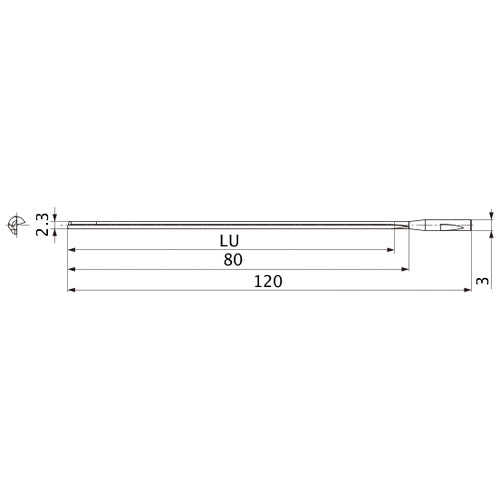 MGS0230L080B HTi10 2.3 mm Dia. × 3 mm Shank × 80 mm Flute Length × 120 mm OAL, 0°, 1 Flute, Coolant Thru, Solid Carbide Drill