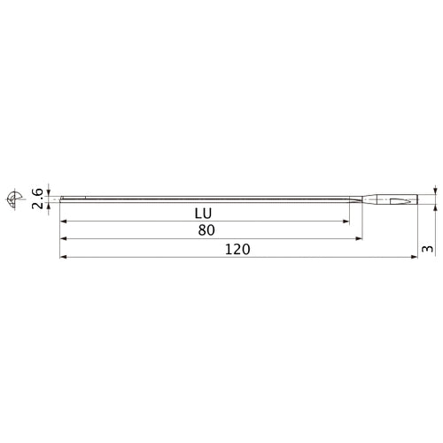 MGS0260L080B HTi10 2.6 mm Dia. × 3 mm Shank × 80 mm Flute Length × 120 mm OAL, 0°, 1 Flute, Coolant Thru, Solid Carbide Drill