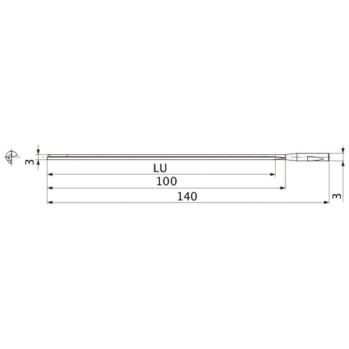 MGS0300L100B HTi10 3 mm Dia. × 3 mm Shank × 100 mm Flute Length × 140 mm OAL, 0°, 1 Flute, Coolant Thru, Solid Carbide Drill