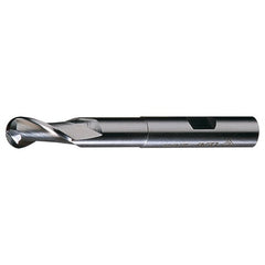 ‎5/8″ 5/8″ 1-3/8″ 4-5/8″ RHS / RHC HSS HSS Single End 2-Flute Center Cutting Extended Neck Ball Nose Finishing End Mill - Bright - Exact Industrial Supply