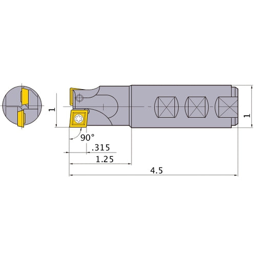 ECMPR162W16 INDEXABLE ENDMILL