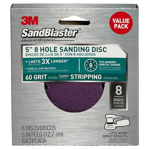 3M SandBlaster Sanding Discs 99621SB-ES 5″ × 8Hole 60 grit - Eagle Tool & Supply