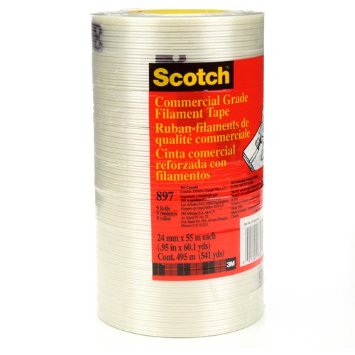 Scotch Filament Tape 897 Clear 24 mm × 55 m 5 mil - Eagle Tool & Supply