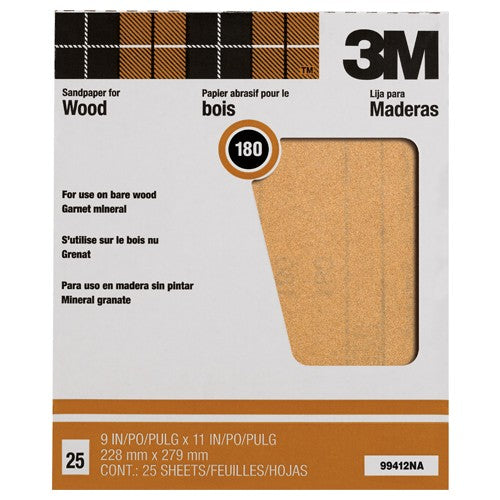 3M Garnet Sanding Sheets 99412NA 9″ × 11″ 180 grit - Eagle Tool & Supply