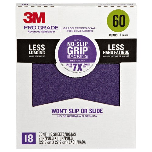 ‎3M Pro Grade Precision Faster Sanding Sanding Sheets 60 grit Coarse 27060TRI-18 9″ × 11″ - Eagle Tool & Supply