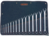 Wright Tool Fractional Combination Wrench Set -- 15 Pieces; 12PT Chrome Plated; Includes Sizes: 5/16; 3/8; 7/16; 1/2; 9/16; 5/8; 11/16; 3/4; 13/16; 7/8; 15/16; 1; 1-1/16; 1-1/8; 1-1/4"; Grip Feature - Eagle Tool & Supply