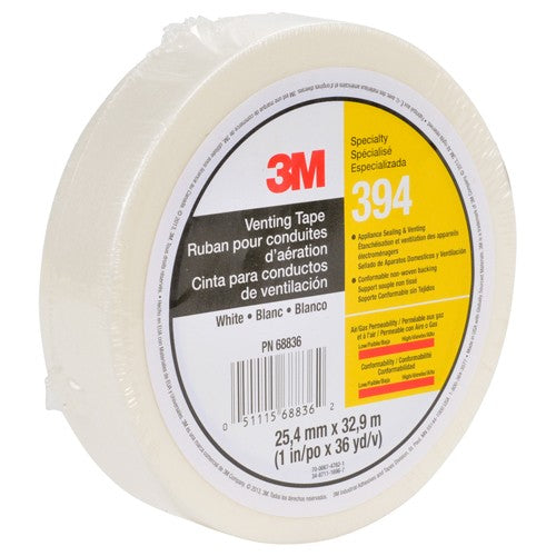 3M Vent Tape 394 White 1″ × 36 yd 4 mil Individually Wrapped Conveniently Packaged - Eagle Tool & Supply