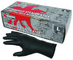 NitriSheild Stealth- 6 Mil Black Nitrile, PF Disposable Gloves - Size M - Eagle Tool & Supply