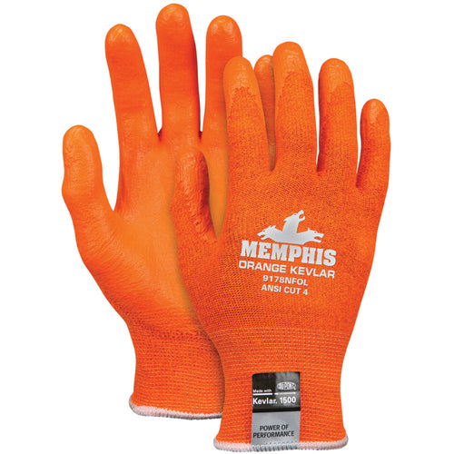 MCR Safety Cut Pro Glove - 13 Gauge Orange Kevlar/Synthetic - Nitrile Foam Coated Palm - Size Medium - Eagle Tool & Supply