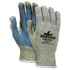 MCR Safety Cut Pro Hero Gloves - 7 Gauge Kevlar / Stainless Steel / Nylon - PVC Dots Palm Side - Size X-Large - Eagle Tool & Supply